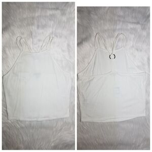 NWT|Charlotte Russe Ribbed Off-White Crop Top, MEDIUM